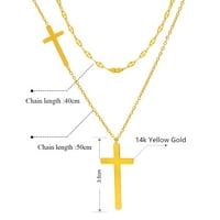 Lovelord 14k Žuto zlatne ogrlice Križni privjesak Choker Višeslojni lanac Dvostruko složeno trošenje