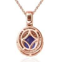 Trgovina LC Blue Tanzanite Champagne Diamond Oval Sterling Srebrna Vermeil Rose Gold Pliced ​​Halo Decembe