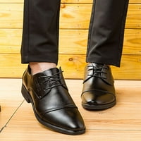 Modni ljetni i jesenji muškarci Kožne cipele Niska potpetica napeta prstom čipkasta čvrsta boja Jednostavni britanski stil, crni