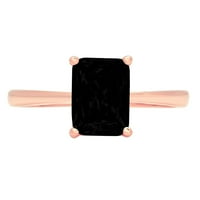 2.0ct smaragdni rez crni prirodni ony 14k ružičasto zlatni godišnjica zaručničke prstene veličine 9,75