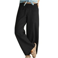 Naughtyhood posteljina hlače, ženske casual labave vrećice džepove hlače modne pantalone za repute Količine pamučne i posteljine hlače crna m
