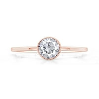 Okrugli oblik Bijeli kubični zirkonijski modni modni zaručni prsten u 10K čvrstih ruža zlatna prstena veličine-7