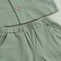 Suantret Toddler Kids Boys Fall Hlače odijelo dugih rukava punog boja na majica pantalone postavljaju odjeću zelena 6- mjeseci