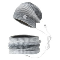USB električni grijanje Vanjski topli zimski pleteni šešir i šal postavio je elegantnu pletenu kapu
