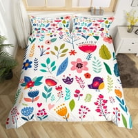 Vodeni cvjetovi Duvet Cover Rainbow Boho Cvjetni posteljini, vrtni botanički list Komfornični poklopac