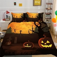 3D pokrov za krevet Duvet set Halloween Crna stabla Narančasti tekstil Pumpkin Lanterns Decort pokrivač