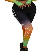 Grianlook Ženske pantalone visoke struk joga hlače Tummy Control gamaše trčanje džinovima Green Orange