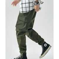 Jinda muške teretne hlače za crtanje anketa Elastični struk casual modne radne komunalne džepove zatvorene dno opuštene labave fit baggy joggers hlače 75arme zelena 4x-velika