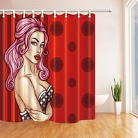 Vector Art Decor Sexy Girl u zavodljivom haljinu u pozivu Pose poliesterska tkanina kupaonica za zavjese
