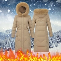 Entyinea ženska jakna za puffer Dugi rukav zimski kaput Puffer topla jakna s odvojivom kapuljača Khaki XXL