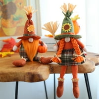 Visland Fall-Gnomes Plish bundeve Decor Jesen Thanksviving Švedska Tomte Holiday Buffalo Plaid Gnome Figurice Kućni ukrasi za stol