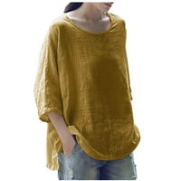 Žene Ljetne posteljine pamučne majice vrtove Vintage Trendy Casual Loot Fit Tunic Tees Sleeve plus size Crewneck bluze
