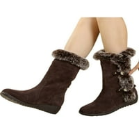 Daeful Ladies čizme za snijeg plišane obloge zimske cipele Topla sredina teleta Boot Bootwor Comfort Prozračiva FAU Brown 7
