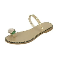 FESFESFES FESFESFES Ljetne sandale za žene Srednja odjeća s niskim potpeticama Sandale Modni dekor perla