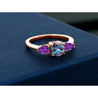 Gem Stone King 2. CT Purplish Stvorio je AlexandritIt ljubičasti ametist 18K ružičasti pozlaćeni srebrni prsten