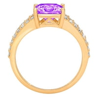 2.48CT Princess rez Ljubičasta prirodna ametist 14k žuta zlatna godišnjica Angažmane prstene veličine