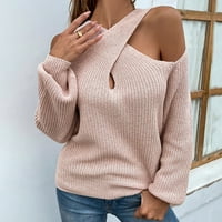 Aoksee džemperi za žene žene seksi modni casual soild dugi rukav pulover okrugli vrat