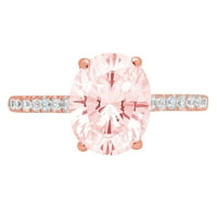 2.21ct ovalni rez ružičasti simulirani dijamant 14k ružičasti ružičasti zlato ugraviranje egraviranja
