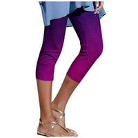 Fartey Womens Capri hlače na plaži Čvrsta boja Lounge pantalone elastični visoki struk tanki ispod kratke