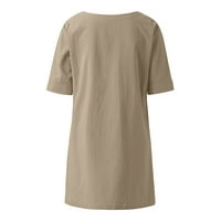 Ljetni vrhovi za žene prozračne obrezive rukave V-izrez pamučna linija labava bluza