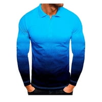 CLlios muns polo majice s dugim rukavima Redovni fit vrhovi gradijent ugodno poslovni posao Golf Tee košulje Osnovne reverjske košulje za muškarce za muškarce