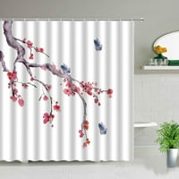 Chinese Style Flower ptice zavese za tuširanje vodootporno kupatilo za zavjese 3D pejzažna tiskana tkanina sa kukima Dekor za kadu