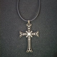 Toyella Nova legura poprečno blistavu ogrlicu za muškarce i žene drevni srebrni krst