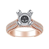 1. Okrugli oblik karata Bijeli prirodni dijamantski zaručni prsten za uključivanje u 14K čvrstog ruža