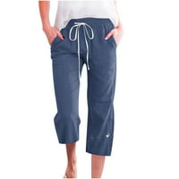 Ženska posteljina i obrezirane hlače Petite, ženske posteljine hlače visokog struka Capris Yoga hlače