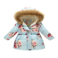Paille djevojka kaput cvjetne ispise jakne s kapuljačom od kapuljača nejasna runa na otvorenom na otvorenom lagani plavi cvijet