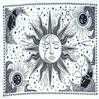 Sunce i mjesečevo tapiserije, crno-bijele tapiserije mistično paljenje sunca sa zvjezdanim zidnim dekorom