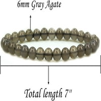 Prirodni sivi agat Gemstone okrugli perle Stretch narukvica 7 unisex