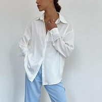 Ženska modna dugi rukava V-izrez Majica od pune boje na vrhu bluza majica labavo mekane bluze tunične majice