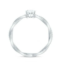 Kruška Moissanite Solitaire zaručni prsten, pleteni prsten za žene, 14k bijelo zlato, SAD 7.50