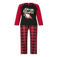 Božićna porodična pidžama Podudarni set, pisma s dugim rukavima Santa Claus Ispis majica sa plaičnim