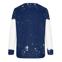 Rollbacks majice s dugim rukavima za žene božićne slatke GNOM grafički slovo ispisano raglan bluza okrugli vrat casual pulover vrhovi tamnoplavi xxl