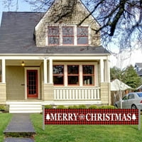 Ogromna Crvena crna kairana Sretan božićni baner Veliki Xmas znaka ukrase s osjetljivim otiskom za Xmas House Home Vanjska zabava Deco