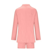 WAVSUF ženske setove u odjeći Ležerne prilike i hlače Dugih rukava Clearence ružičaste odijele Veličina