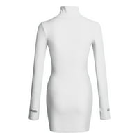 Čvrsta uska elastičnost stand-up collar patentni zatvarač dugih rukava ženske haljine bijele s