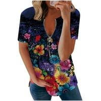 Amousa Trendy Ljetne košulje Ženske modne casual Vintage Cvjetno tiskane majice kratkih rukava s kratkim