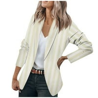 HHEI_K Plus size Jean jakna Ženska jakna s dugim rukavima Cardigan ovratnik Stripe Single dugme Poslovanje
