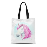 Platno tota torba slatka akvarel jednorog ružičaste mane Fabulous Horse za višekratnu upotrebu na ramena