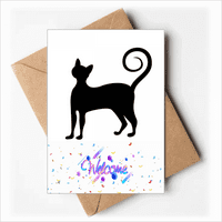 Crna mačka Mewing Elegantni objekti za životinje Dobrodošli natrag čestitke Card Corde