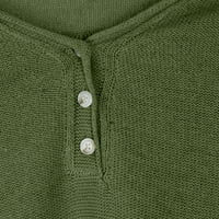 Voncos Wimens pulover Duks za čišćenje casual - čvrsta boja lagana V rect Gumbi pleteni džemper za žene plus veličina vojska zelena veličina L