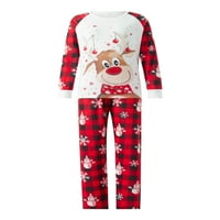 Porodica podudaranje božićne pidžame, baby rhoper crtani elk tisak dugih rukava + snjegović pantalone pantalone