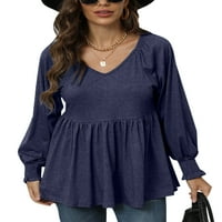 Bomotoo ženski modni vrhovi dugih rukava ležerna bluza tunika radna vrećica majica mornarsko plavi s