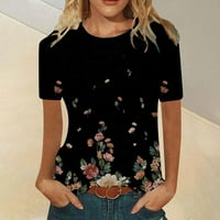 Ženska modna casual udobnog ispisanih kratkih rukava s kratkim rukavima O-izrez S majice s bluzama s