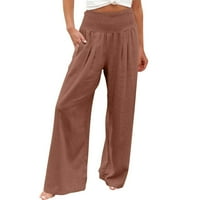 Široke noge joge hlače za žene udobne casual salon pidžama ženska elastična visoka struka svjetla labava