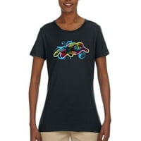 Šareno morsko kornjača Plivanje ljubavnika životinja Ženska grafička majica, crna, mala
