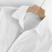 Forestyashe muške vrećastog pamučnog posteljine džep čvrsti dugi rujni retro T majice